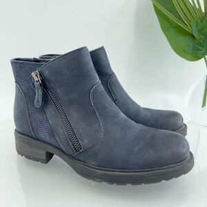 Earth Women's Jordan Boots Size 6 Block Heel Blue Leather Comfy Zip Up